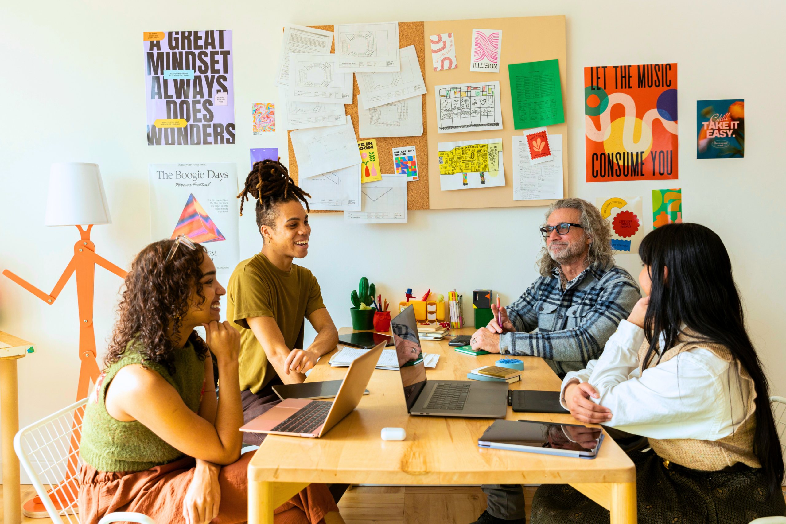 People sitting at table together