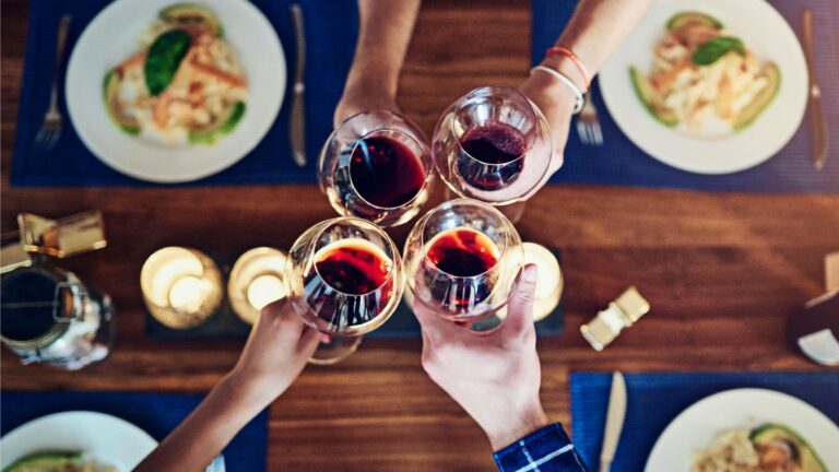 wine pairings at a dinner event