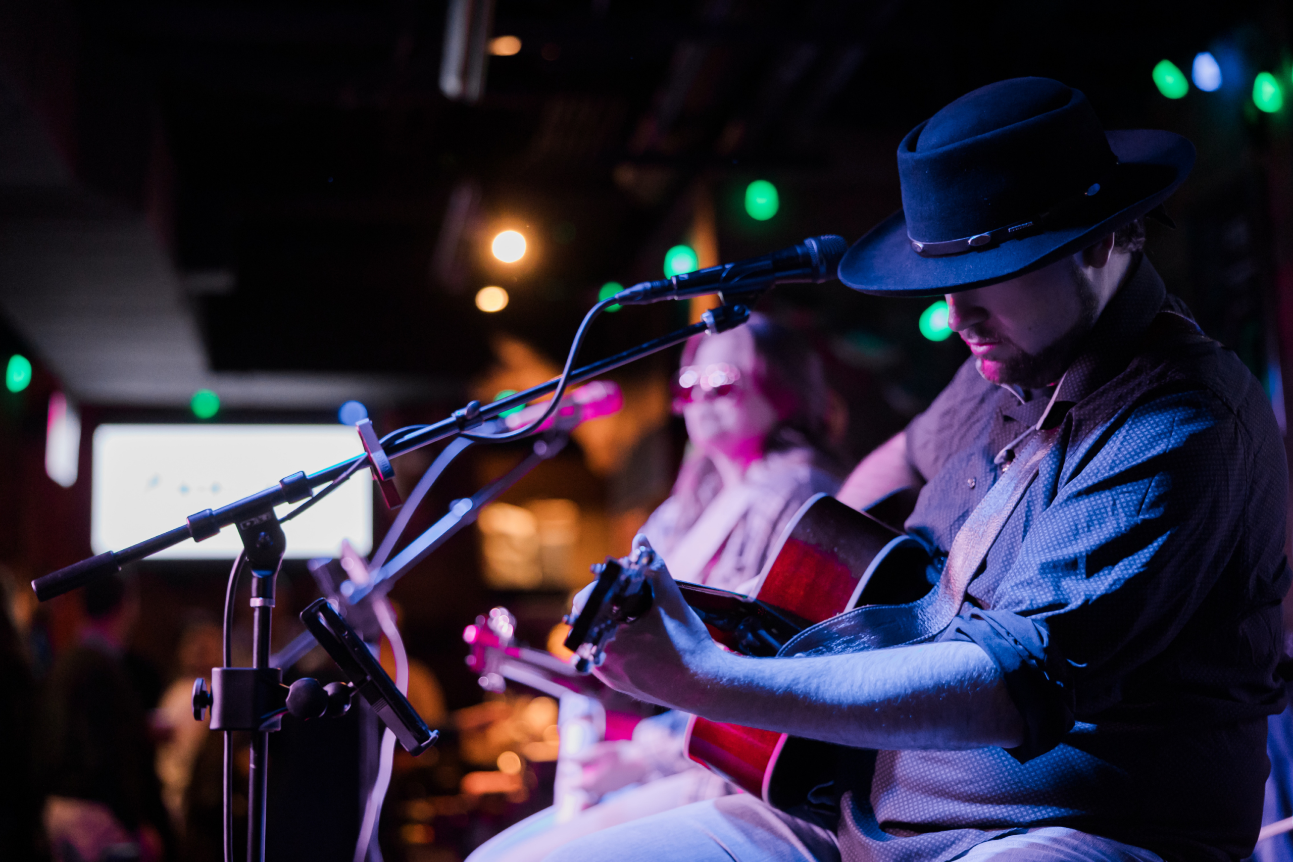 Guitar player performing on stage