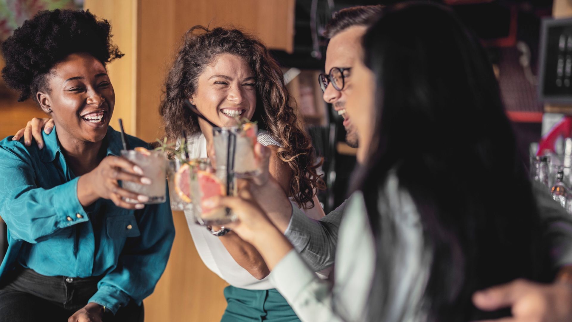 toasting with new friends at an event